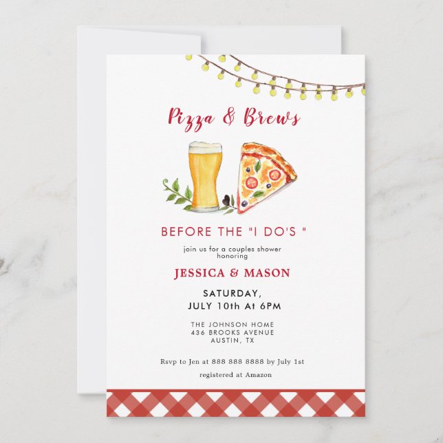 Pizza & Brew Casual Couples Shower  Invitation (Front)