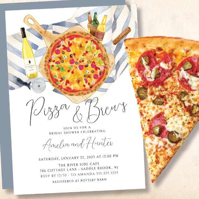 Pizza & Brew Couples Bridal Shower Invitation (Creator Uploaded)