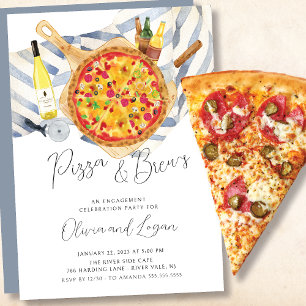 Pizza & Brew Engagement Party Invitation