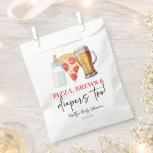 Pizza Brews and Diapers Too! Baby Shower Favour Bag
