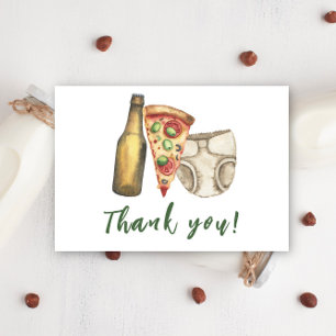 Pizza, Brews and Diapers too Baby shower Thank you Card