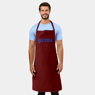 Pizza burgundy maroon blue modern typography funny apron