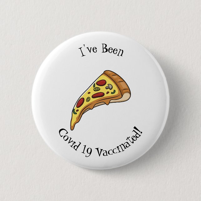 Pizza cartoon illustration 2 inch round button (Front)