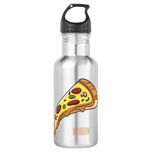 Pizza cartoon illustration  532 ml water bottle (Front)