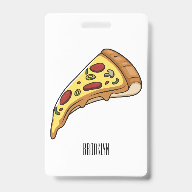 Pizza cartoon illustration badge (Front)