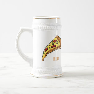 Pizza cartoon illustration beer stein