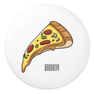 Pizza cartoon illustration ceramic knob