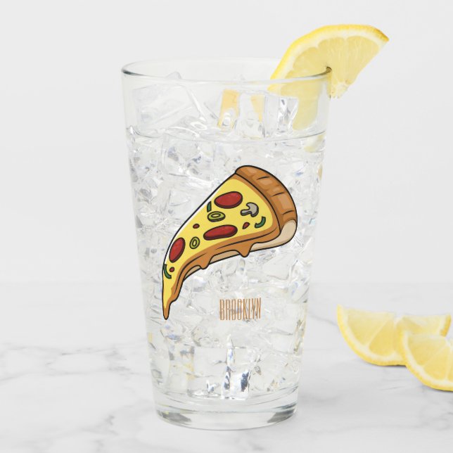 Pizza cartoon illustration glass (Back Ice)