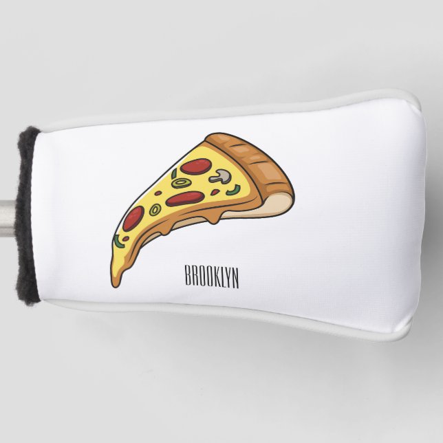 Pizza cartoon illustration  golf head cover (Front)
