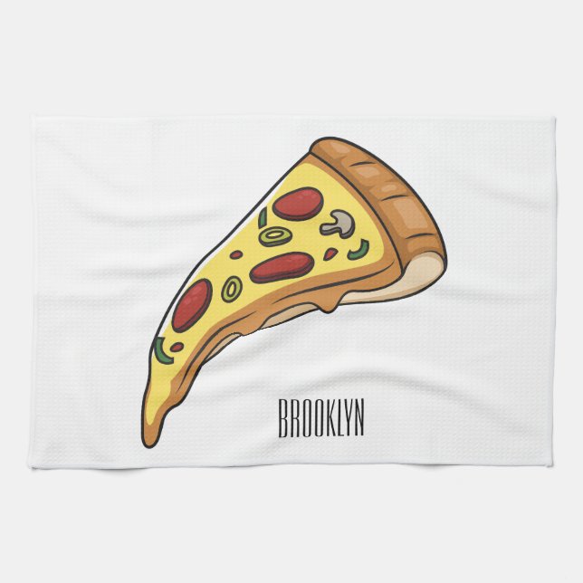 Pizza cartoon illustration  kitchen towel (Horizontal)
