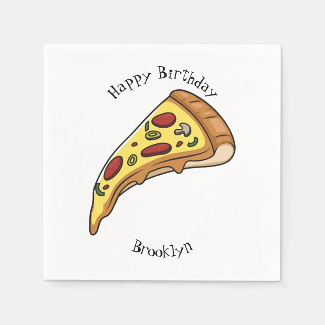Pizza cartoon illustration napkin (Front)