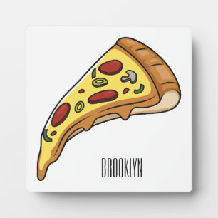 Pizza cartoon illustration plaque