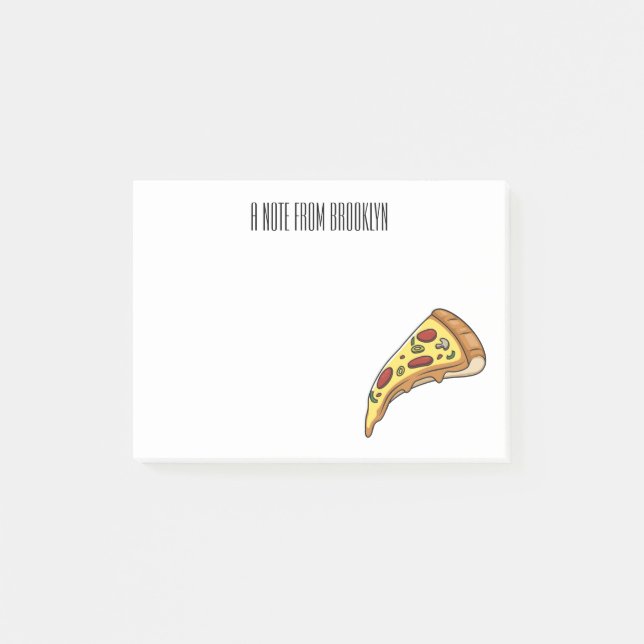 Pizza cartoon illustration  post-it notes (Front)