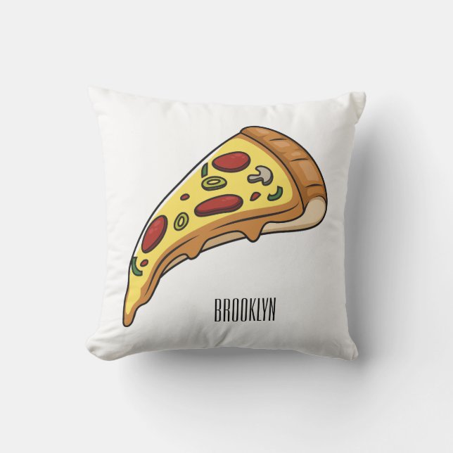 Pizza cartoon illustration throw pillow (Front)