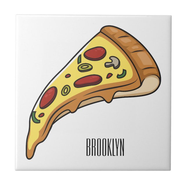 Pizza cartoon illustration tile (Front)