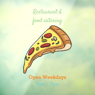 Pizza cartoon illustration window cling