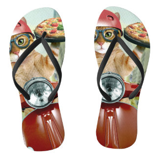 Pizza cat - cat - pizza delivery flip flops