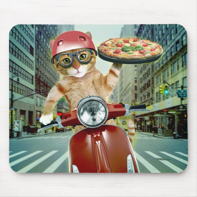 Pizza cat - cat - pizza delivery mouse pad (Front)