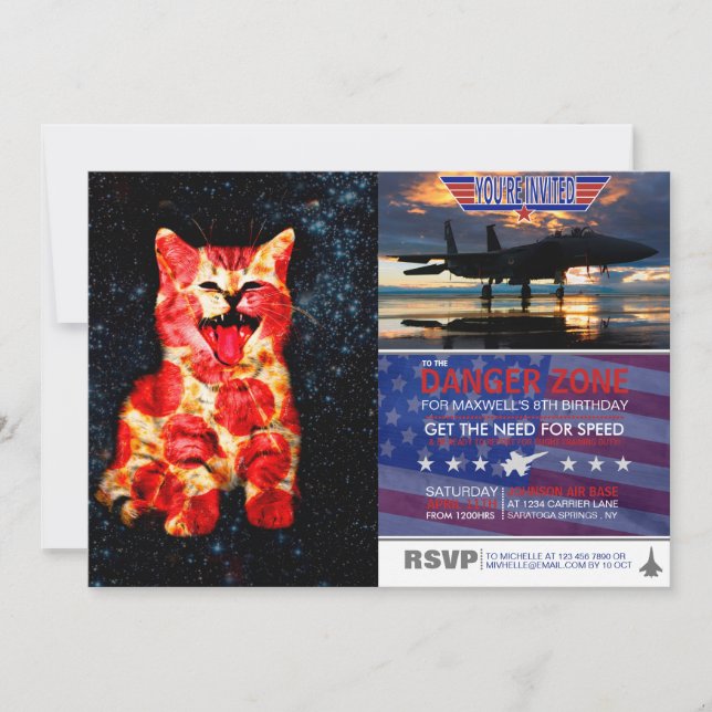 Pizza cat in space invitation (Front)