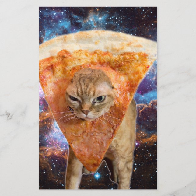 Pizza Cat in Space Wearing Pizza Slice (Front)