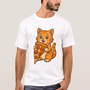Pizza Cat T-Shirt – Funny Cute Men's Basic T-Shirt