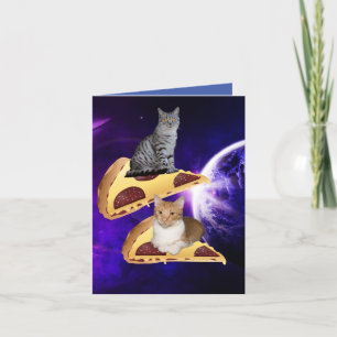 PIZZA CATS IN SPACE CAT BIRTHDAY CARDS
