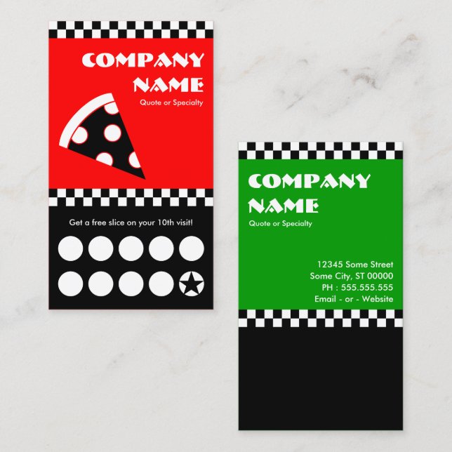 pizza checkers punchcard loyalty card (Front/Back)