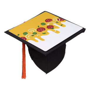 Pizza cheese and pepperonis fun kid retro pattern graduation cap topper