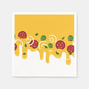 Pizza cheese and pepperonis fun kid retro pattern napkin
