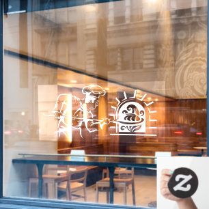 Pizza Chef Fired Brick Oven Pizzeria Window Cling