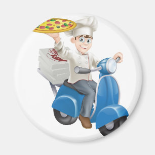 Pizza chef moped delivery magnet