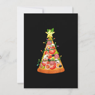 Pizza Christmas Tree Funny Pizza Slice Lights Xmas Invitation