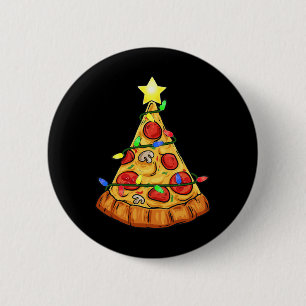 Pizza Christmas Tree Lights Fun Boys Kids Xmas  2 Inch Round Button