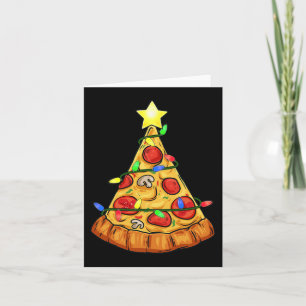 Pizza Christmas Tree Lights Fun Boys Kids Xmas Card