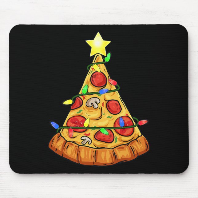 Pizza Christmas Tree Lights Fun Boys Kids Xmas  Mouse Pad (Front)