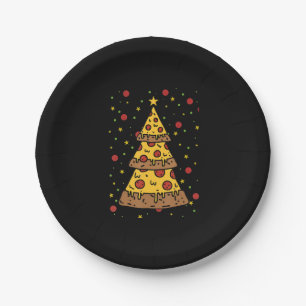 pizza christmas tree lights xmas men boys paper plate