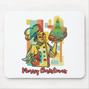 Pizza Christmas Tree - Pizza chef Xmas greating Mouse Pad