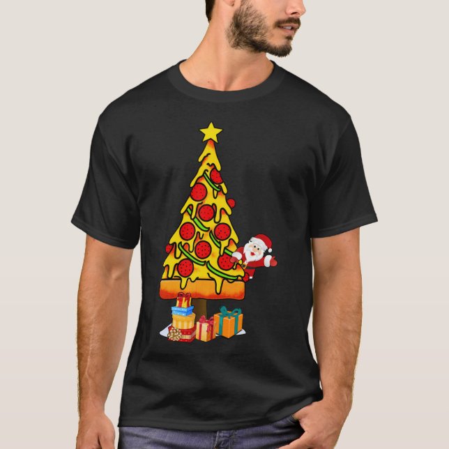 Pizza Christmas Tree Pizza Slice Funny Xmas Gift B T-Shirt (Front)