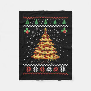 Pizza Christmas Tree Ugly Christmas Sweater Xmas F Fleece Blanket