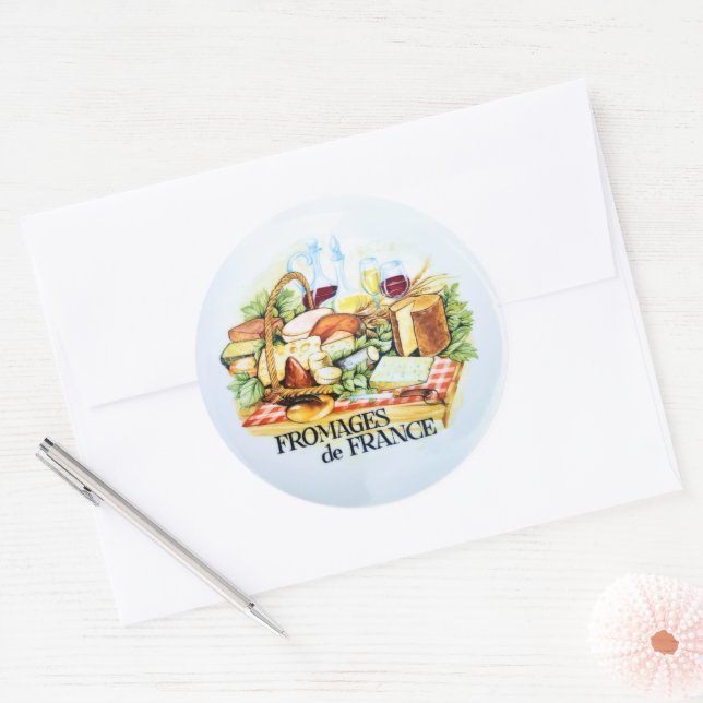 Pizza Clock. Fromages De France. Classic Round Sticker (Envelope)