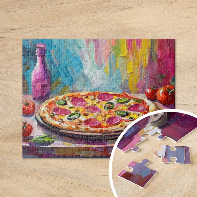 Pizza Colourful Modern Abstract Art Jigsaw Puzzle (Creator Uploaded)