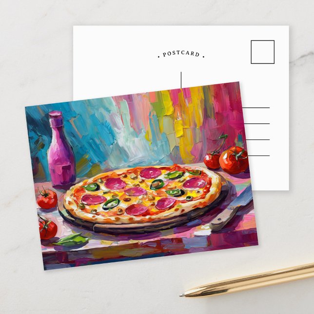 Pizza Colourful Modern Abstract Art Postcard (Creator Uploaded)