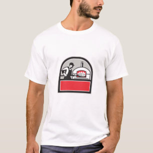 Pizza Cook Peel Wood Fired Oven Crest Retro T-Shirt