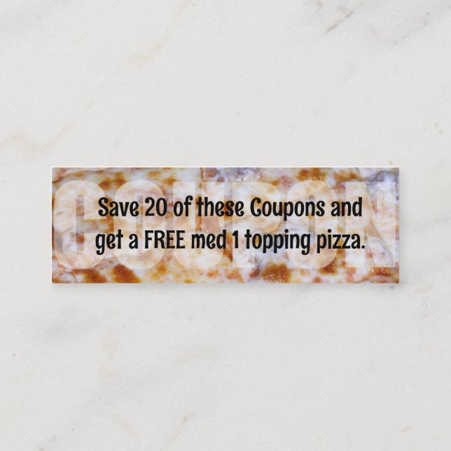Pizza Coupon - Ready to customize Loyalty Card (Back)