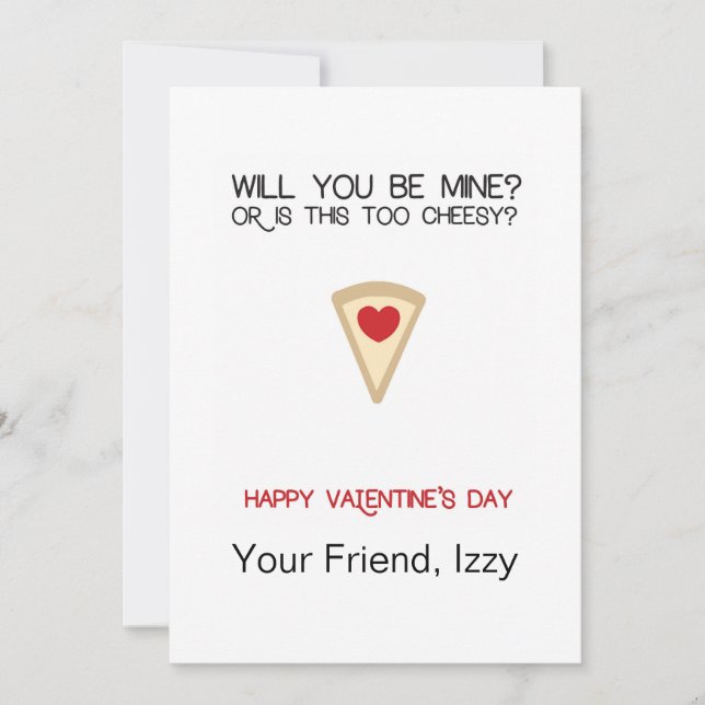 Pizza Customizable Valentine Holiday Card (Front)