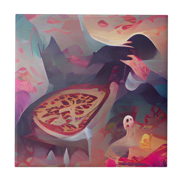 Pizza dark fantasy world graphic abstract art  tile (Front)
