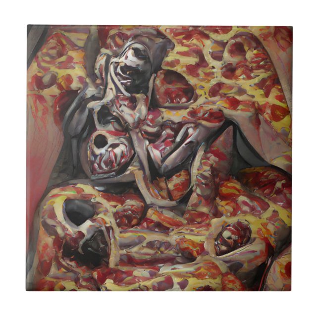 Pizza deathtrap graphic abstract art  tile (Front)