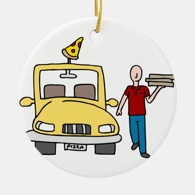 Pizza Delivery Driver Ceramic Ornament (Front)