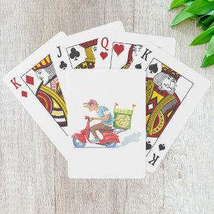 Pizza Delivery Guy on Red Scooter Playing Cards
