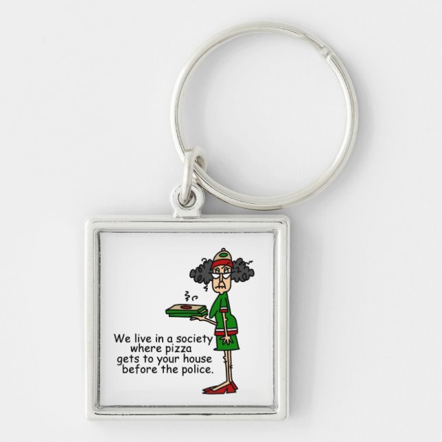 Pizza Delivery Humour Keychain (Front)